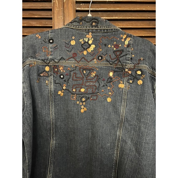 CHICOS Denim Jacket with Embroidered Accents (Size 2) - Picture 10 of 10